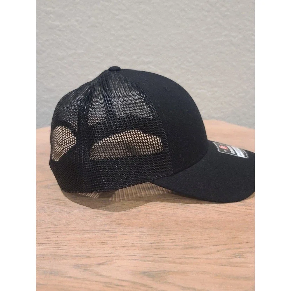 New Punisher Skull Trucker Hat Richardson 115 Black/Black Mesh Snapback  MD/LG